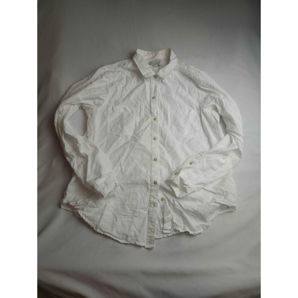 Lucky Brand White Long Sleeve Button Down Shirt Dual Pocket Split Back Medium